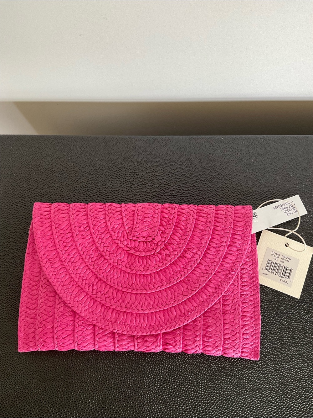 Sol and Mer Fuchsia Woven Envelope Clutch